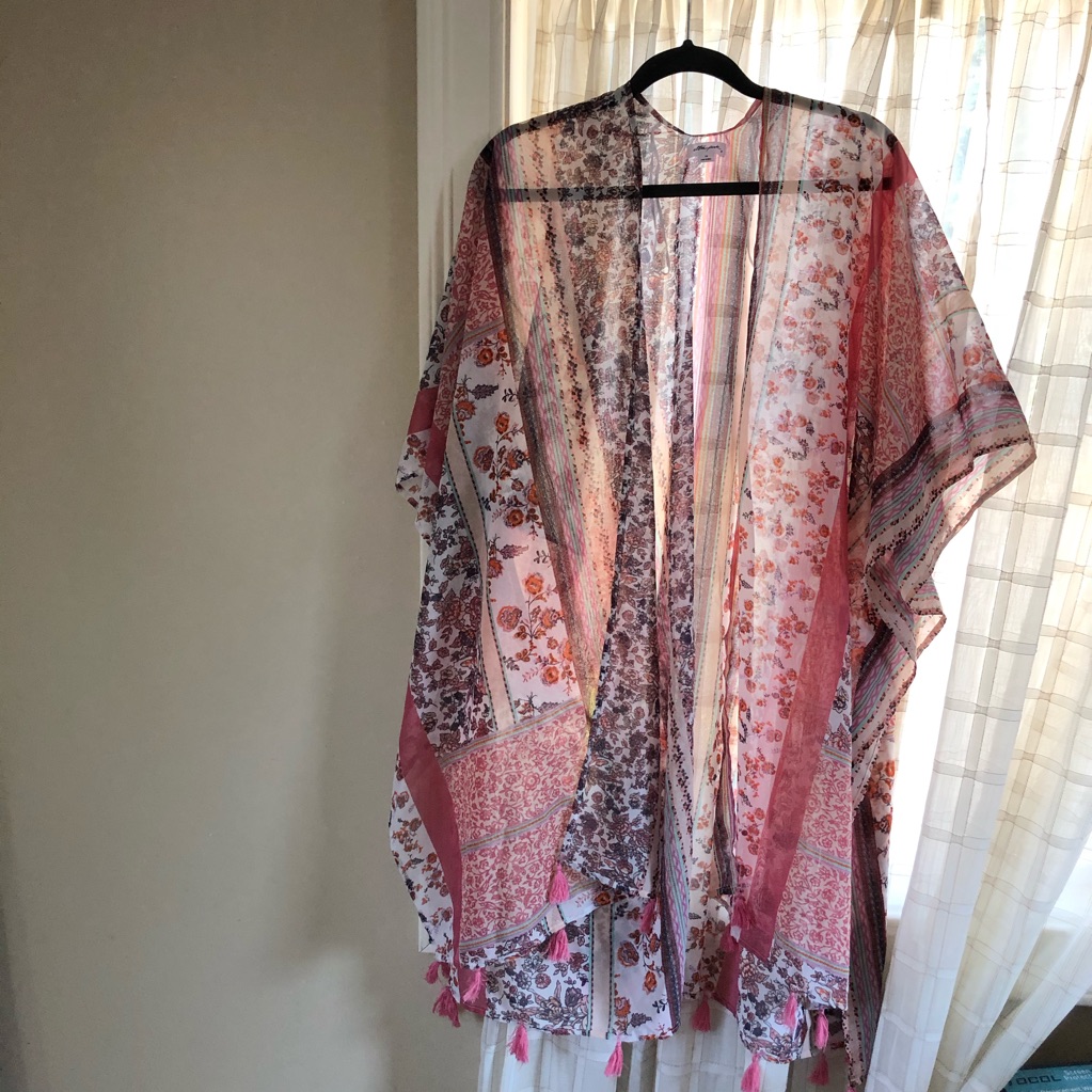 Ultra Pink Floral Swim Coverup - Pink And White